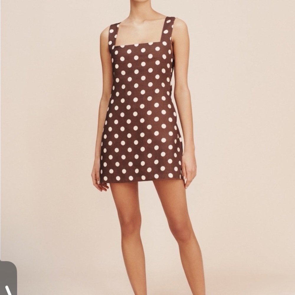 Posse Brown and White Polka Dot Mini Dress